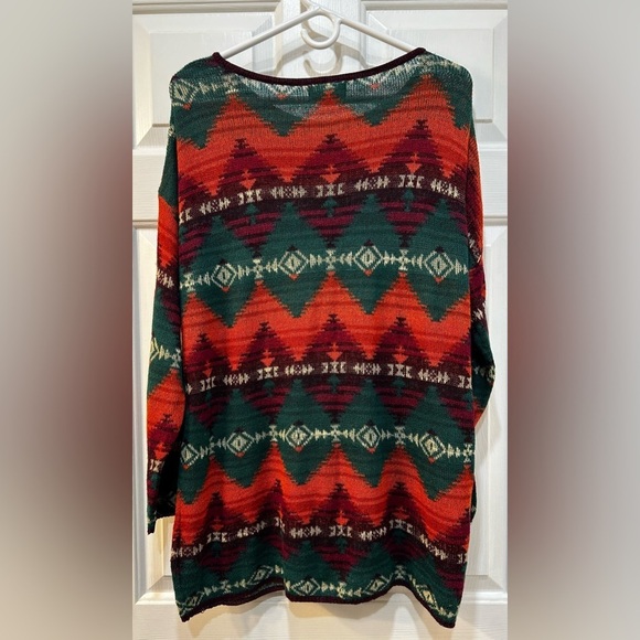 Ralph Lauren Denim & Supply Aztec Design Pullover Sweater Sz XL Boat Neck Boho - Picture 2 of 8